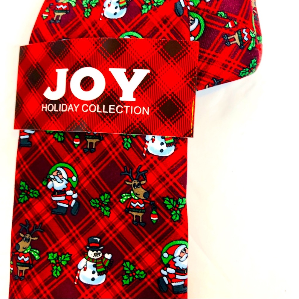 SOLD Joy Christmas Santa Claus Snowman Reindeer Tie